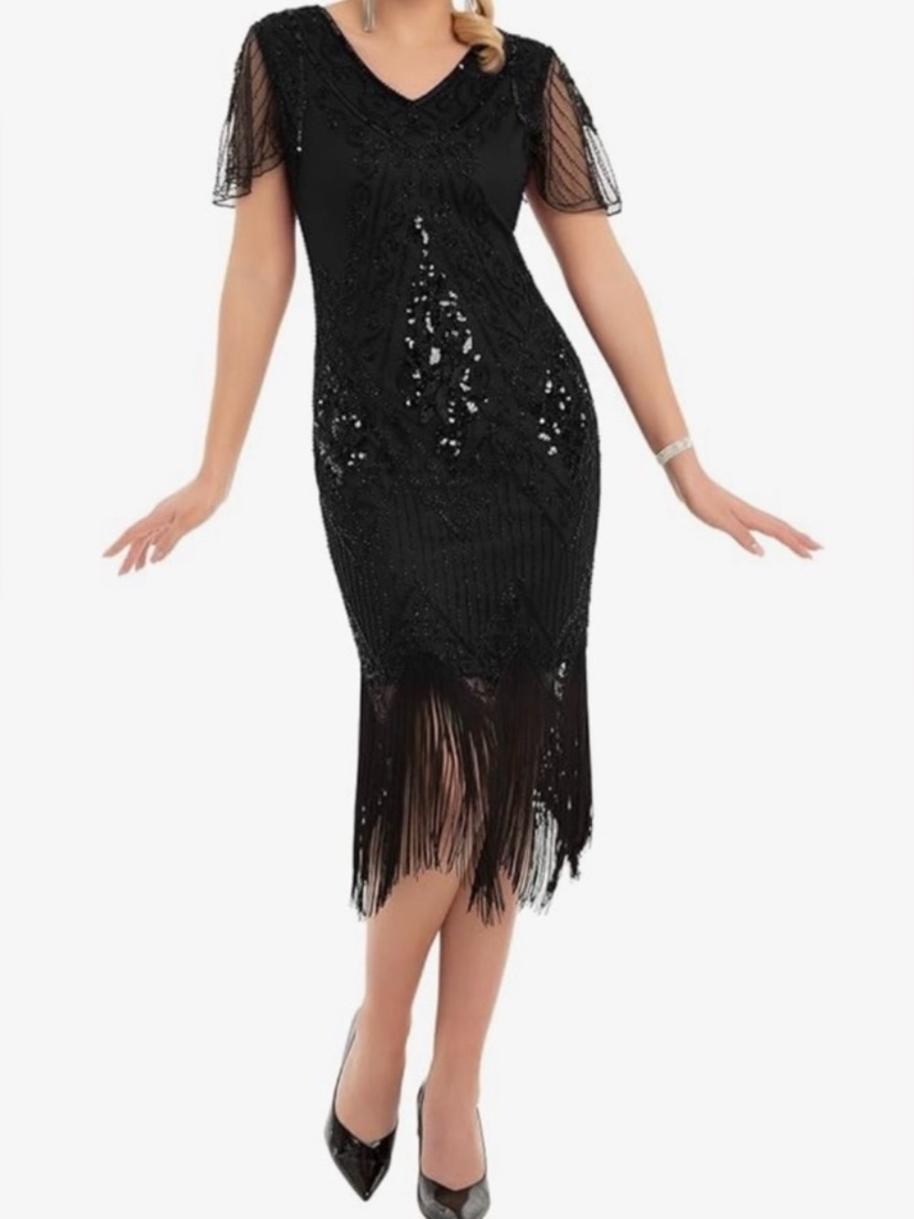 PrettyGuide Sequin Art Deco Flapper Dress